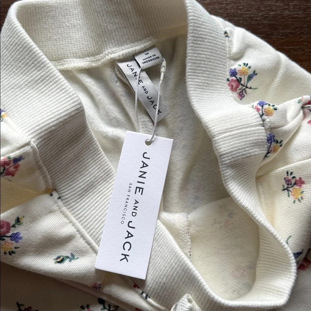 New with tag Sz 10 Janie and Jack floral fleece pocketed pants joggers
